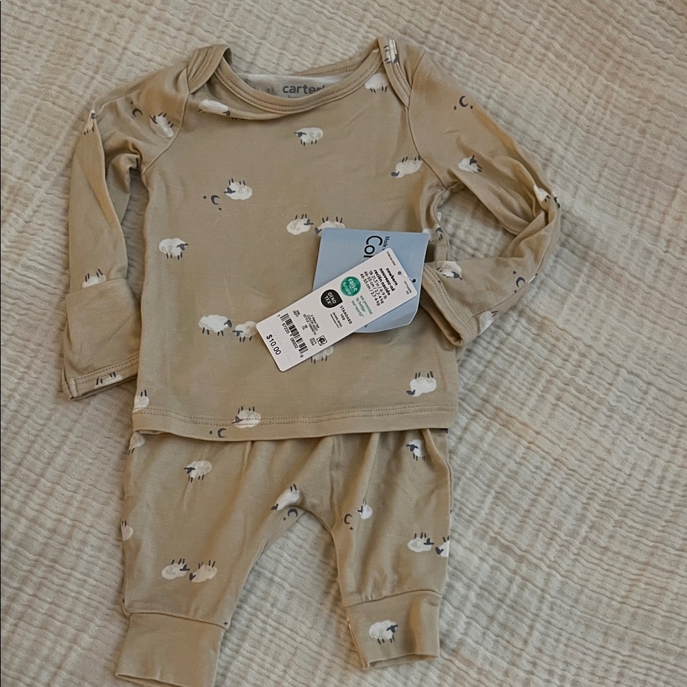 Carter's Beige Sheep Print Pajama Set
